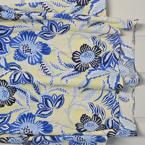 Jude Connally Long Sleeve V-neck Collar Tunic: Blue/Yellow Floral: Size- L - Picture 3 of 15